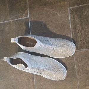 Brand new Silver/ merlot Alex Marie Halika rhinestone stretch shoes